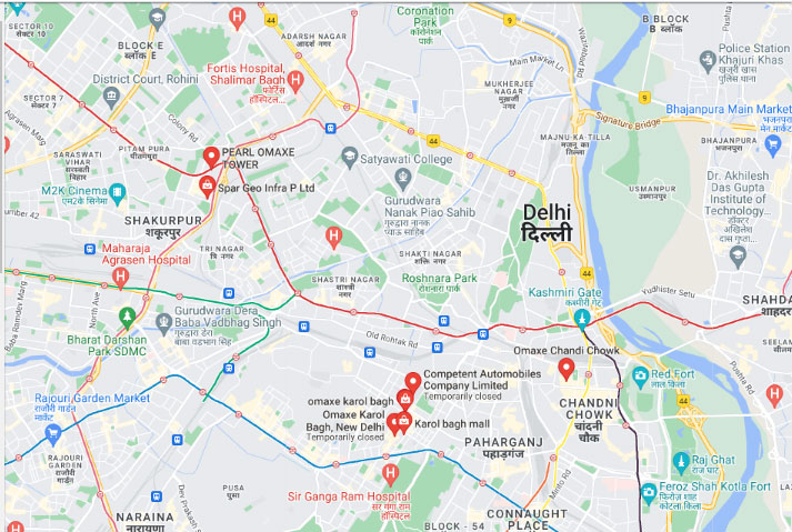 Omaxe Karol Bagh Location Map