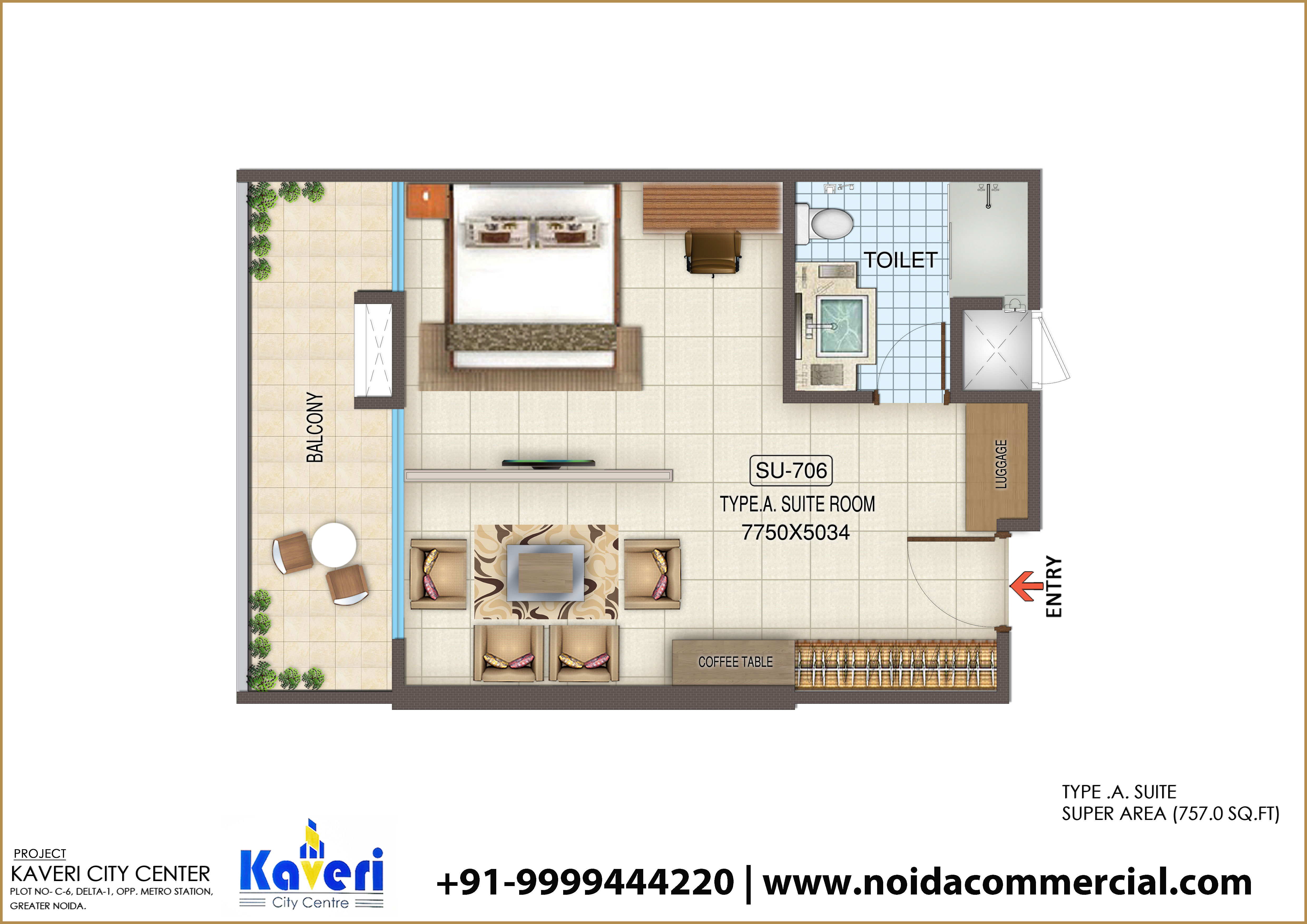 kaveri suits greater noida floor plan 757 sqft
