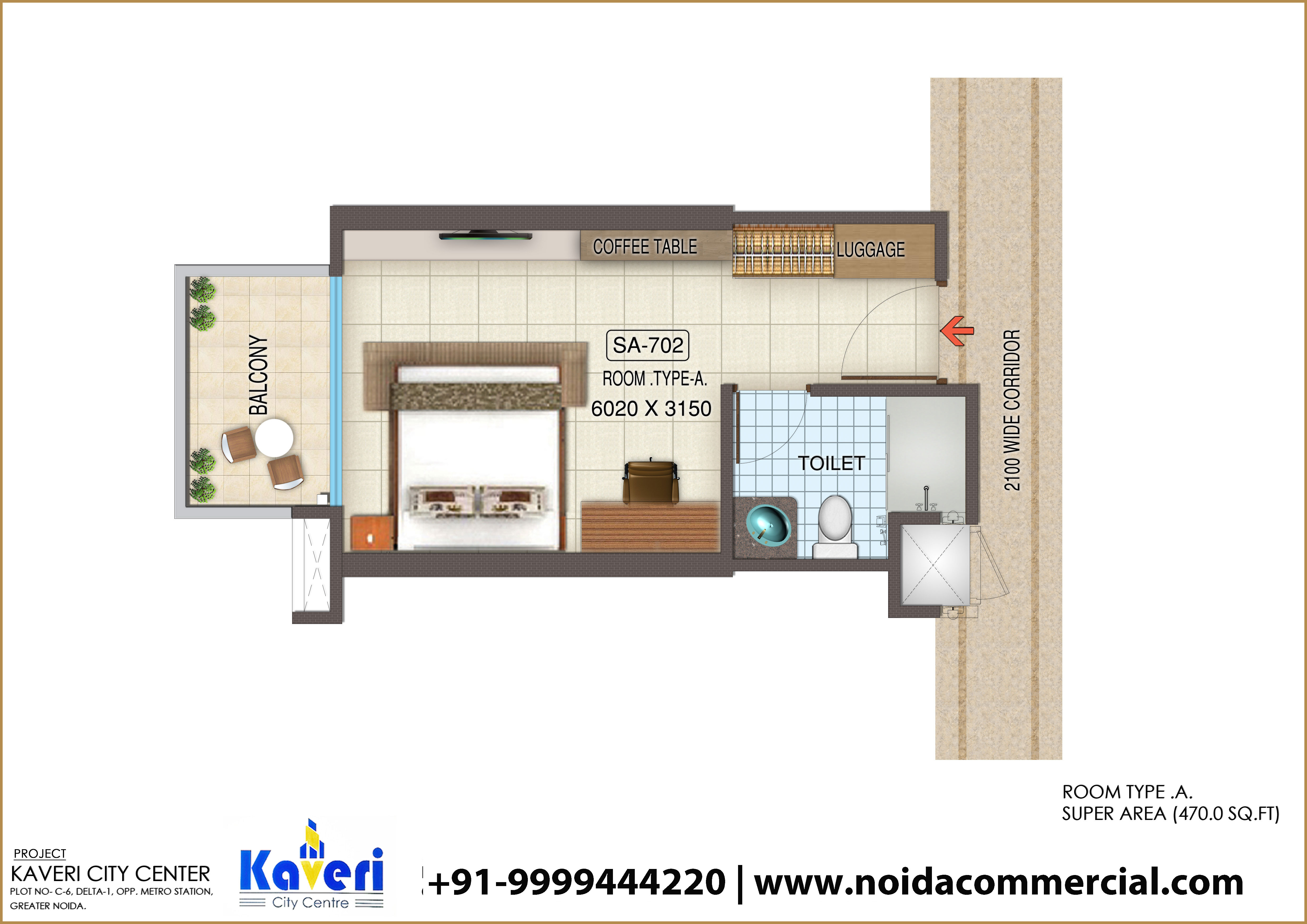 city centre kaveri suits floor plan 470 Sqft