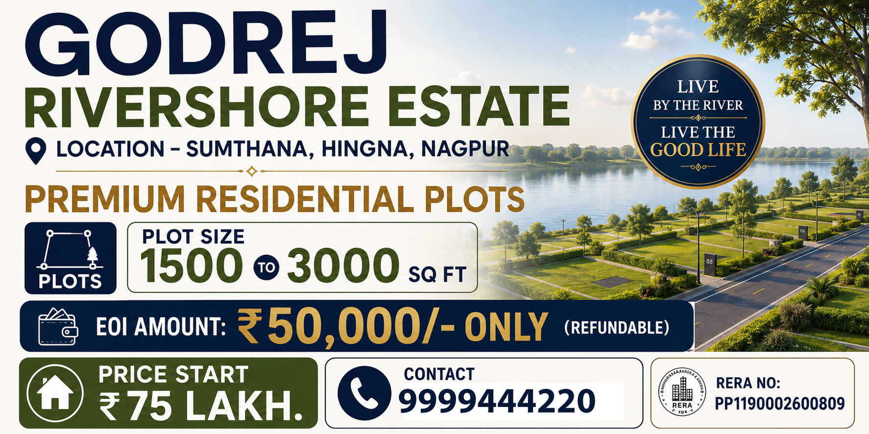 What is the Godrej Rivershore Estate plot rate in Nagpur?